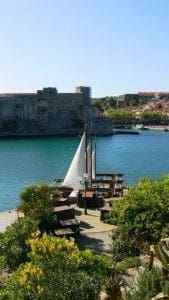 View from the restaurant La Voile in Collioure